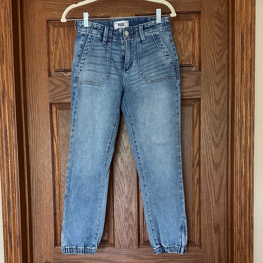 PAIGE Women's Blue Denim Boyfriend Joggers